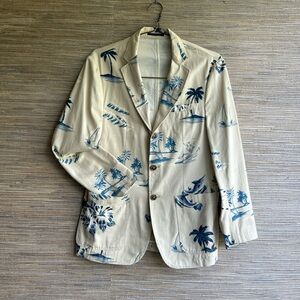 ASOS Marlin Palm Tree Print 3-Button Blazer Size M